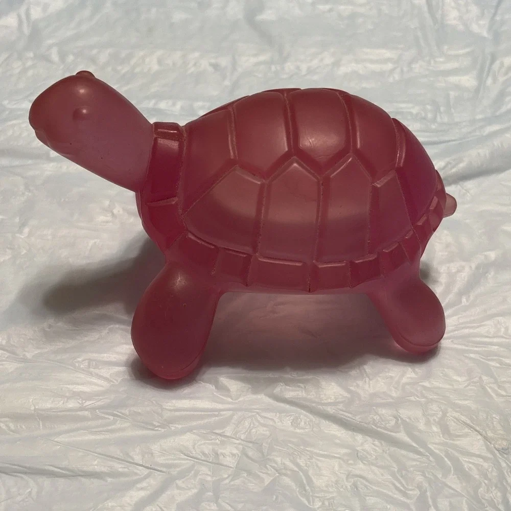 Vintage Pink Turtle Frosted Acrylic Resin Style Figurine 5